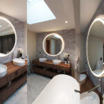 Miroir lumineux pour l'agencement d'une salle de bain dans une villa à Tassin la Demi Lune
